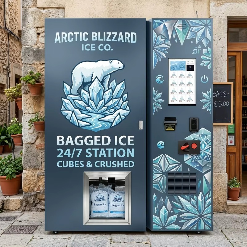 Bill Acceptor Vending - Yüksek Kapasiteli 450kg Torbalı Buz Otomatı,